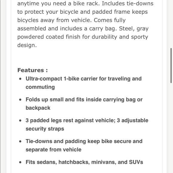 Allen Sports Folding Bicycle Carrier Model MT-1 - Picture 6 of 16